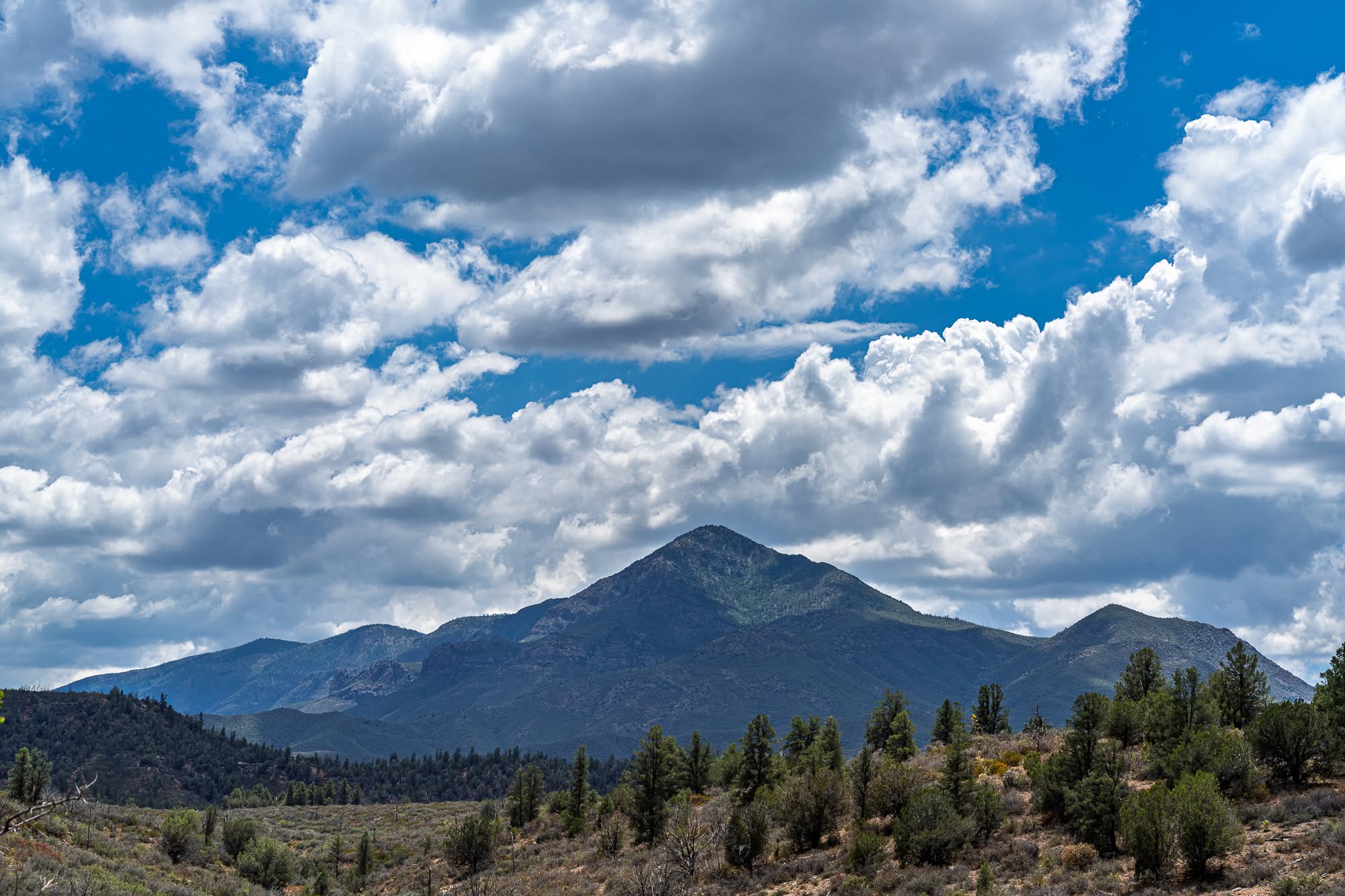 Mountain peak and clouds above the Rye Creek segment